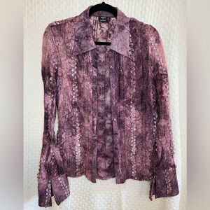 Tribal Lace Ruffle Button Down Top | Y2K